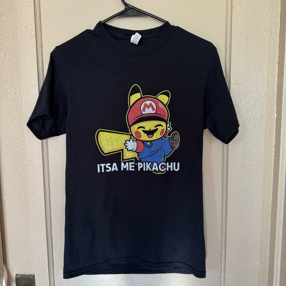Super Mario X Pikachu Shirt Men’s Small Retro Nostalgia Video Games